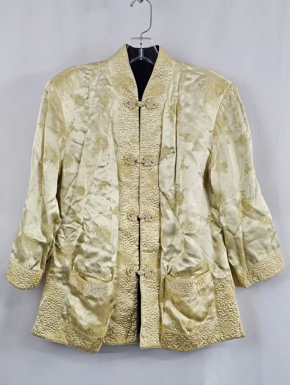 VTG Silver Lake Reversible Gold Black Silk Blend Chinese Quilted Jacket, M